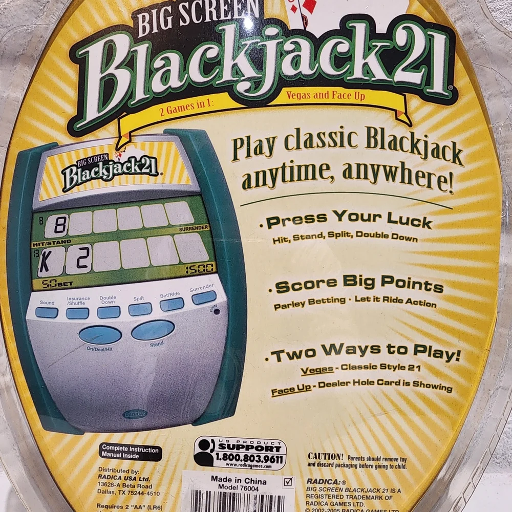 Radica Big Screen Blackjack 21 Handheld Console - Green